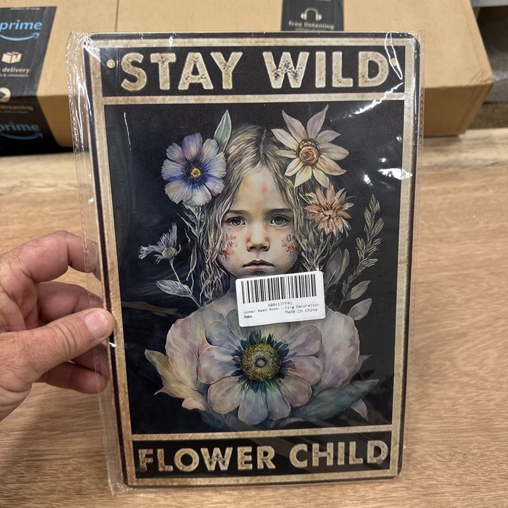 Metal Sign Wall Decor Stay Wild Flower Child